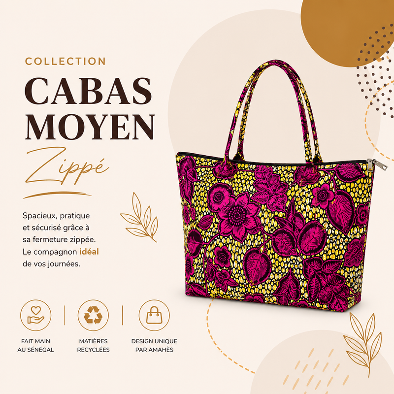 Cabas moyen zippé