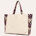 Cabas en toile et wax beige motif mandala sable - vue face - Amahès