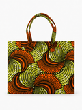 Cabas Moyen Zippé - Wax vert spirale orange - amahes