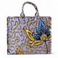 Cabas Petit - Wax brillant violet floral doré - amahes