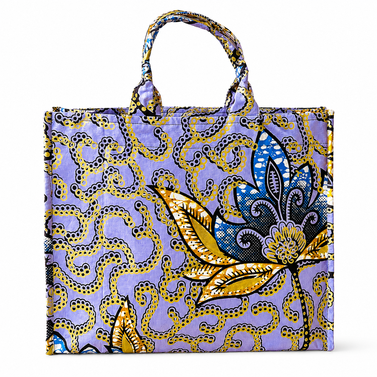 Cabas Petit - Wax brillant violet floral doré - amahes
