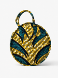 Cabas Petit Rond - Wax or feuilles marine - amahes