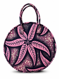 Cabas Rond Grand format - Wax rose/noir floral - amahes