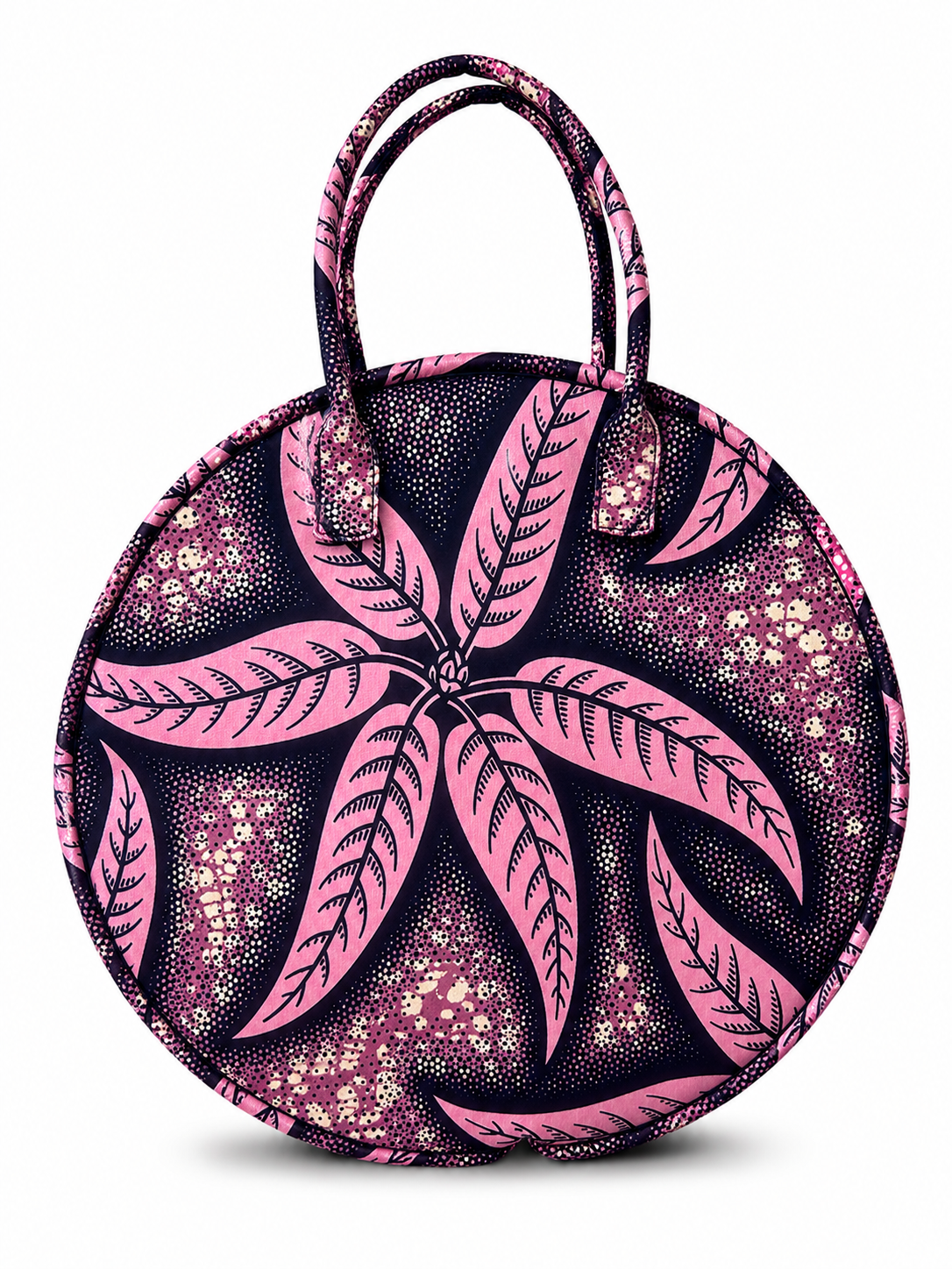 Cabas Rond Grand format - Wax rose/noir floral - amahes