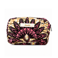 Trousse avec fermeture éclair - Wax beige fleur rose - amahes